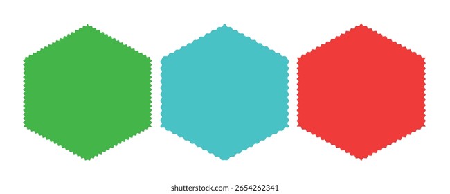 Quadro de forma de retângulo com borda em ziguezague. Conjunto de adesivos Zigzag e Shapes.Shapes coloridos com zigzag borda ondulada.
