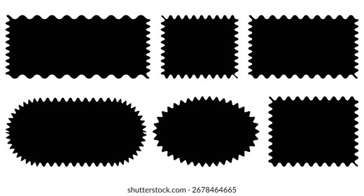 Rectangle shape frame with zigzag edge. Zigzag edge frame. Different size frames. Zigzag shape. rectangle shape with zigzag edge frame square shape.