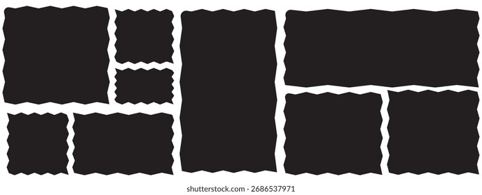 Rectangle shape frame with zigzag edge. Set of Zigzag and colorful Shapes. Cloudy wave curve edge frame vector set colorful wavy edge frames. vector illustration. 