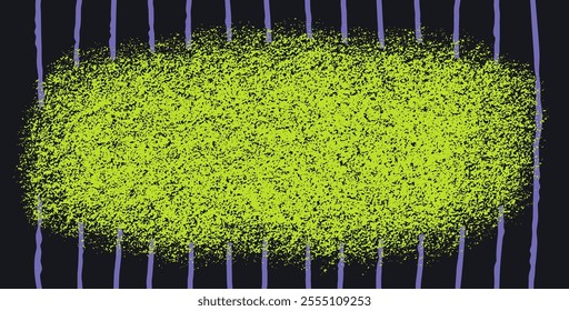 Rectangle shape with grain texture. Grunge style background with grain textured rectangle on striped background. Vector vintage paint stain silhouette isolated on dark background. Vector illustration.