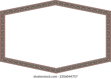 Rectangle shape vintage frames horizontal old Greek key pattern Greek meander pattern antique retro vintage meander old-fashioned design picture frame art and craft borders element decorate isolated 