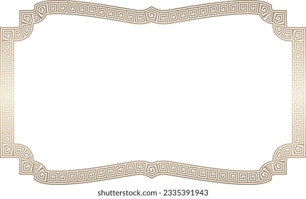 Rectangle shape vintage frames meander frame Greek key pattern Greek meander greek fret golden frame gold picture frame gold borders Luxury decorative retro badge element