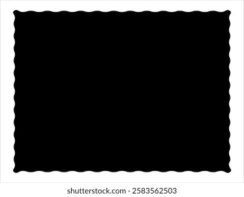 Rectangle shape with wavy edges. Rectangular template of text box, tag, stamps or sticker with scalloped borders isolated on white background.