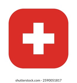 Rectangle Shaped Swiss Flag Europe   