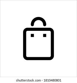 Umriss-Symbol für den Einkaufstaschen-Rectangle. lineares Stilzeichen für mobiles Konzept und Webdesign. einfache Papiertüte, Vektorsymbol