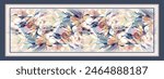 Rectangle silk scarf design with seamless textile pattern 