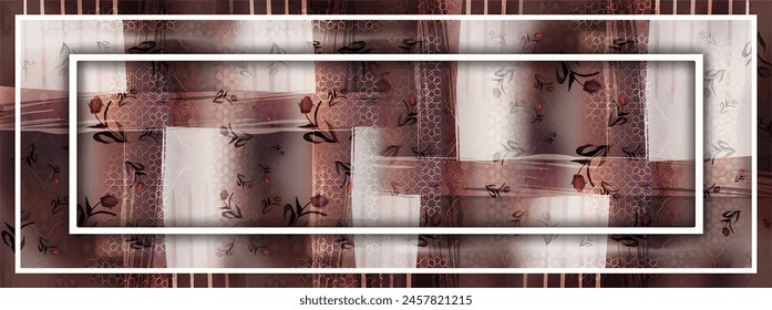 Rectangle silk scarf design with seamless textile pattern 