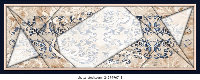 Rectangle silk scarf design with seamless textile pattern 