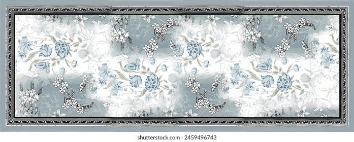 Rectangle silk scarf design with seamless textile pattern 