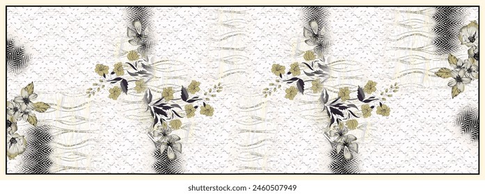 Rectangle silk scarf design with seamless textile pattern 