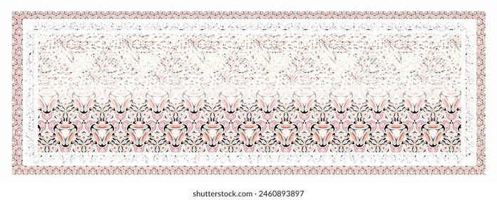 Rectangle silk scarf design with seamless textile pattern 