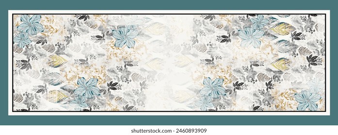 Rectangle silk scarf design with seamless textile pattern 