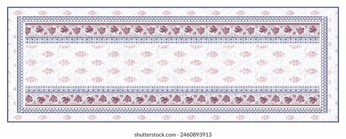 Rectangle silk scarf design with seamless textile pattern 