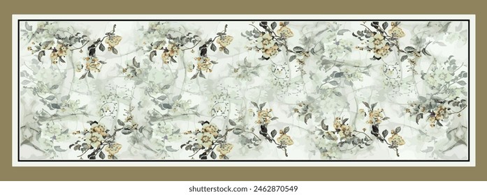 Rectangle silk scarf design with seamless textile pattern 