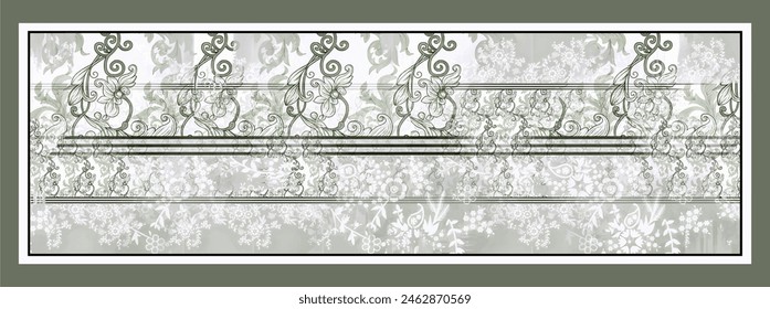 Rectangle silk scarf design with seamless textile pattern 