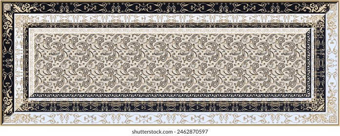 Rectangle silk scarf design with seamless textile pattern 