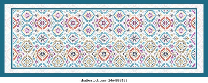 Rectangle silk scarf design with seamless textile pattern 