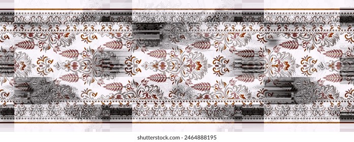 Rectangle silk scarf design with seamless textile pattern 