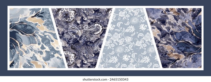 Rectangle silk scarf design with seamless textile pattern 