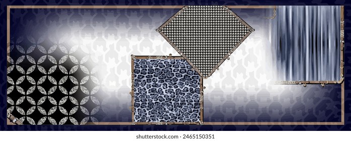 Rectangle silk scarf design with seamless textile pattern 