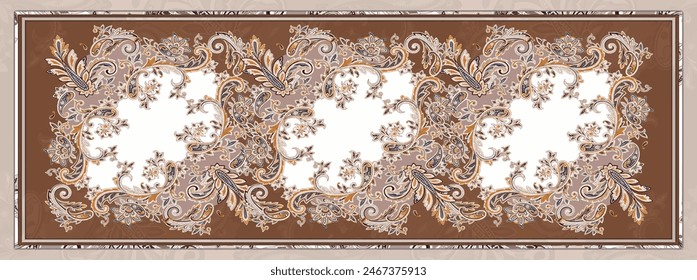 Rectangle silk scarf design with seamless textile pattern 