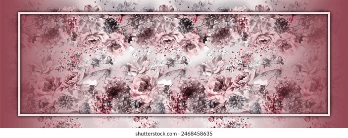 Rectangle silk scarf design with seamless textile pattern 