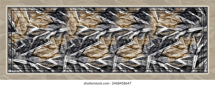 Rectangle silk scarf design with seamless textile pattern 