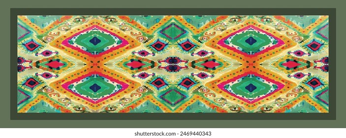 Rectangle silk scarf design with seamless textile pattern 