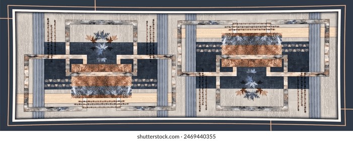 Rectangle silk scarf design with seamless textile pattern 