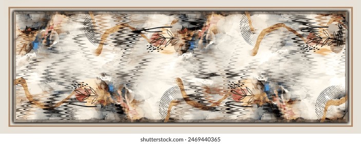 Rectangle silk scarf design with seamless textile pattern 