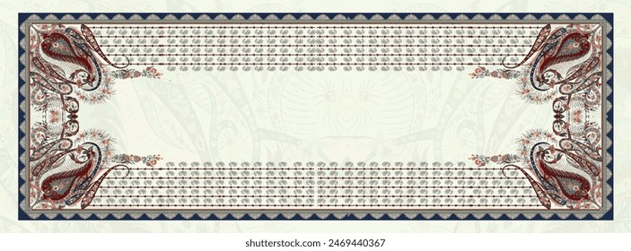 Rectangle silk scarf design with seamless textile pattern 