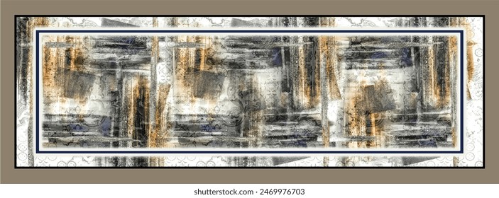 Rectangle silk scarf design with seamless textile pattern