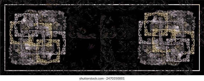 Rectangle silk scarf design with seamless textile pattern