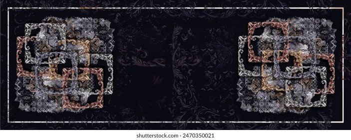 Diseño de bufanda de seda rectangular con patrón textil sin costuras