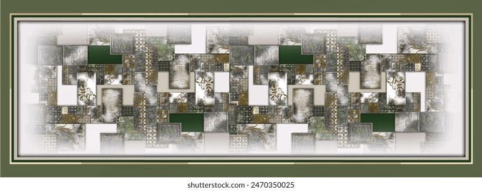 Rectangle silk scarf design with seamless textile pattern