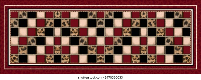 Rectangle silk scarf design with seamless textile pattern