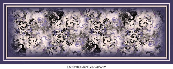 Rectangle silk scarf design with seamless textile pattern