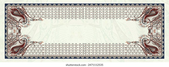 Rectangle silk scarf design with seamless textile pattern