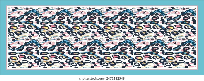 Rectangle silk scarf design with seamless textile pattern