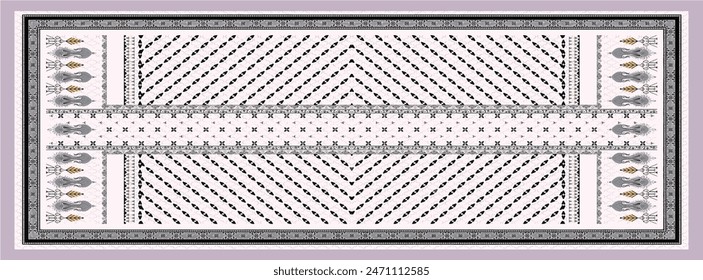 Rectangle silk scarf design with seamless textile pattern