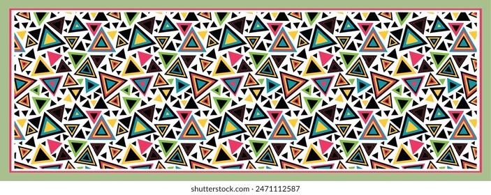 Rectangle silk scarf design with seamless textile pattern