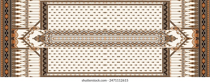 Rectangle silk scarf design with seamless textile pattern