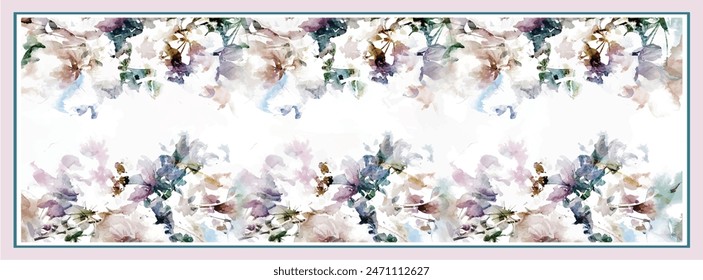 Rectangle silk scarf design with seamless textile pattern