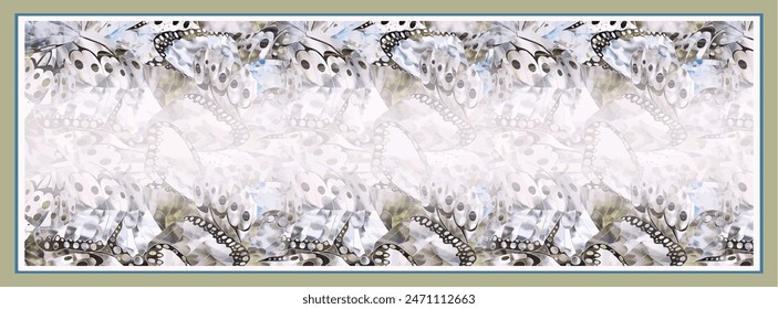 Rectangle silk scarf design with seamless textile pattern