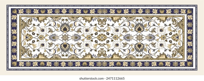 Rectangle silk scarf design with seamless textile pattern