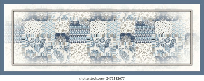 Rectangle silk scarf design with seamless textile pattern