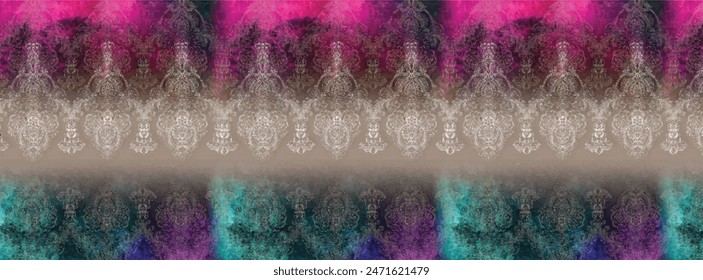 Rectangle silk scarf design with seamless textile pattern