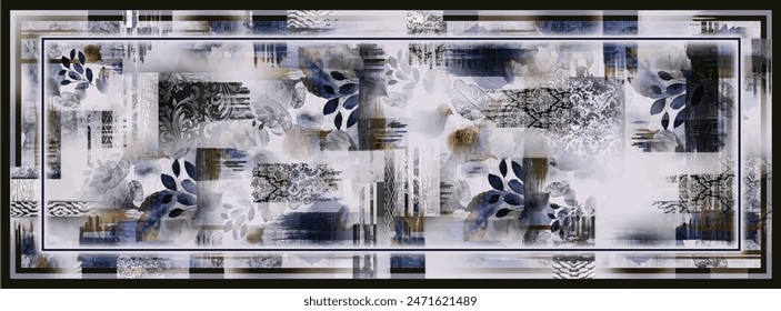 Rectangle silk scarf design with seamless textile pattern
