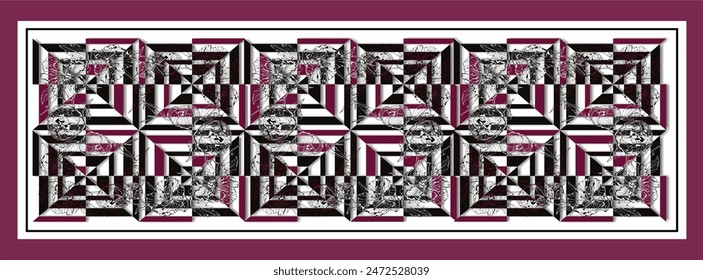 Rectangle silk scarf design with seamless textile pattern