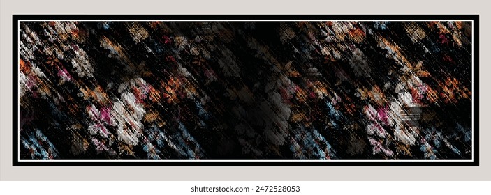 Rectangle silk scarf design with seamless textile pattern